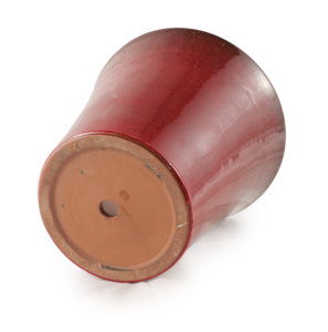 Pot de fleurs en céramique émaillée écologique et durable, rouge bordeaux brillant, design à bord évasé, pour jardin intérieur et extérieur, avec trou de drainage, pour la maison - Product Image 6
