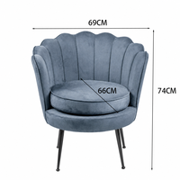 Fauteuil de salon de luxe en velours premium avec dossier en forme de pétale, pieds en métal doré pour salon, hôtel, café