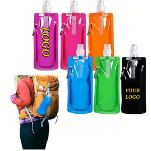 Bouteille d'eau pliable en PVC sans BPA de 500 ml, motif dessin animé, écologique, personnalisable, pour chien, cadeaux de bienvenue pour l'extérieur, vente en gros - Product Image 1