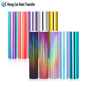 Hongcai Holographic PET Laser Rainbow Thermal Transfer Vinyl Roll Custom Label Logo Print Transfer