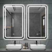 Miroir LED mural de salle de bain avec affichage de la température et de l'heure, interrupteur tactile intelligent anti-buée, certifié 3C/CE/UKCA/ETL