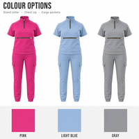 Tenue d'infirmière extensible à col zippé pour femmes, idéale pour cliniques et salons de beauté (OEM/ODM)