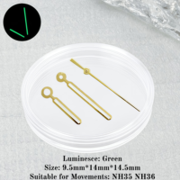 Aiguilles de montre modifiées 9,5x14x14,5 mm, 3 aiguilles, luminescence verte, pour mouvements Seiko NH35/NH36/NH38/NH70/4R/7S