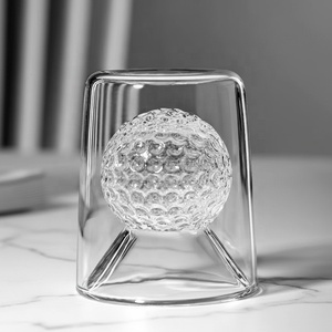 แก้วช็อตเตกีลา/วิสกี้สองชั้น แก้วใสทรงลูกกอล์ฟขนาดเล็ก ทำจากแก้วบอโรซิลิเกตสองชั้น เหมาะสำหรับบาร์ - Product Image 5