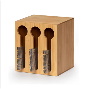 Boîte de rangement pour couteaux et fourchettes en bambou - Boîte créative pour couteaux et fourchettes de restaurant occidental - Boîte d'arrangement pour vaisselle - Product Image 1