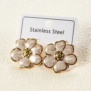 Boucles d'oreilles clous tendance multicolores en acier inoxydable avec garniture florale dorée, hypoallergéniques, bijoux pour femme, cadeau - Product Image 3