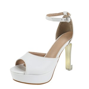 <span class=keywords><strong>Sandalias</strong></span> de tacón alto con <span class=keywords><strong>plataforma</strong></span> y amortiguación ligera, punta abierta, hebilla en el tobillo, tacón grueso dorado, ideales para invitadas de boda o salidas nocturnas. ¡Gran éxito de ventas! - Product Image 1