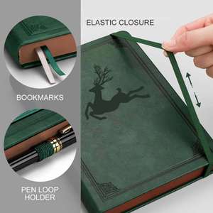 Custom Leather Hardcover <b>Diary</b> <b>Notebook</b> with Elastic Band A5 Size Printed Design 100 Sheets Ruled Dotted Pages for Writing - Product Image 2