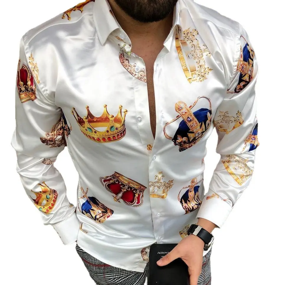 Men's Long Sleeve Shirt Print Floral Long-sleeved Shirt Fashion Trend Casual Printed Top Designer Men 3d Print Men Luxury Clothe