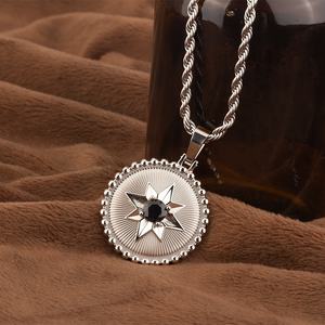 Vintage Style 18K Gold Plated Stainless Steel Texture Clear Zircon Sun Sunflower <strong>Coin</strong> Pendant <strong>Necklace</strong> for Women - Product Image 3