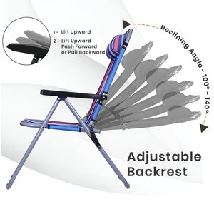 Wholesale Outdoor Foldable Camping Chairs Two Position <b>Adjustable</b> Beach Chair - Product Image 3