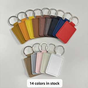 Porte-clés mousqueton en PU personnalisable avec gravure laser, design rectangulaire simple et multifonctionnel, idéal pour sacs et anti-perte pour voiture - Product Image 2