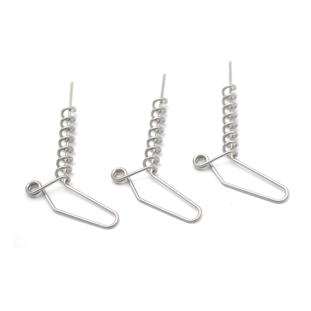 Stainless Steel Soft Lures Pins Fishing Baits Connector Lures Spring Lock Pins Fixing Needle