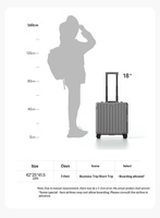 Valise CAMEL moderne, nouvelle, petite, 18 pouces, à roulettes fixes, unisexe, bagage à main, coque rigide en aluminium, serrure à combinaison TSA, voyage