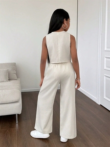 Conjunto de Ropa para Adolescentes, Chaleco + Pantalones Holgados, Conjunto de 2 Piezas para <span class=keywords><strong>Niñas</strong></span> - Product Image 2