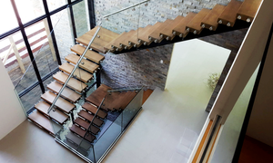 Indoor galleggiante in legno massello di quercia pedane scale a chiocciola diritte pavimenti per uso domestico e alberghiero - Product Image 2