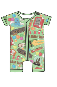 Romper Bayi Pendek Bambu Rts Hot Sale dengan Resleting Dua Arah untuk Unisex, Berbagai Motif Cetak, Pakaian Tidur Bayi Bambu - Product Image 4