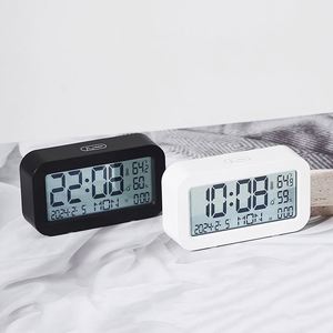 Multifunction LCD Alarm <b>Clock</b> Student Watch Square <b>Battery</b> Powered Simple Touch Luminous Moon Phase Display 24-Hour <b>Clock</b> - Product Image 4