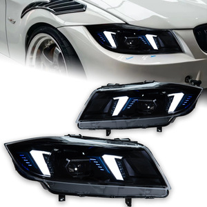 Faros delanteros LED estilo Fang para <span class=keywords><strong>BMW</strong></span> Serie 3 E90 2005-2012, conjunto de faros con luz diurna DRL, señal de giro secuencial y lente proyector. - Product Image 1
