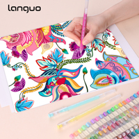 Set de Stylos Gel Acryliques Languo 162 Couleurs, Pointe 0,6mm, Incluant Encres Bleue, Rouge et Verte pour Dessin et Peinture