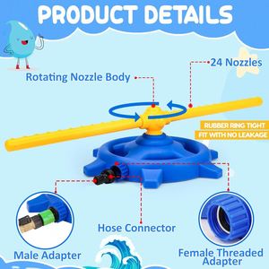 Arroseur d'eau pour enfants avec buses rotatives, se fixe au tuyau d'arrosage, jouets d'extérieur amusants pour l'été - Product Image 2