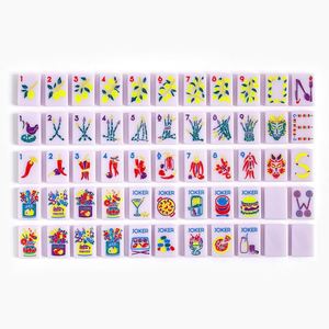 Ensemble de tuiles américaines en acrylique style Côte Corallienne avec perles d'eau, design moderne, art Mahjong, divertissement portable - Product Image 6