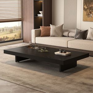 Tavolino <span class=keywords><strong>da</strong></span> Caffè Minimalista Quadrato in Legno Massello di Alta Qualità Moderno e Semplice con Venature di Noce e <span class=keywords><strong>Piedi</strong></span> in Acciaio Inossidabile - Product Image 5