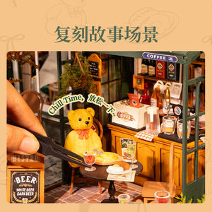 Ruotairuo Lai <span class=keywords><strong>Little</strong></span> Bear Restaurant, Casa Pequeña para Armar, Bloques de Construcción de Madera en Miniatura, Regalo de Cumpleaños - Product Image 4