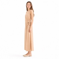 Robe longue sans manches coupe ample pour femme grande taille, col rond, taille nouée sur le côté, couleur blush, été, vente en gros, en stock, livraison immédiate