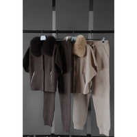 Nouvelle arrivée Ensemble décontracté en tricot 2 pièces Ensemble haut court et pantalon en laine mélangée
