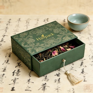 Eco-friendly Gift Drawer <b>Box</b> with Handle Offset Printing Recyclable High-end Paper Cardboard Tea <b>Box</b> Packaging - Product Image 1