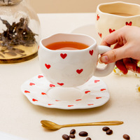 Vente chaude Usine Peinture À La Main Tasse En Céramique Tasse À Café Ensemble Lumière De Luxe Irrégulier Ins Tasse À Café En Céramique Tasse À Thé Soucoupe
