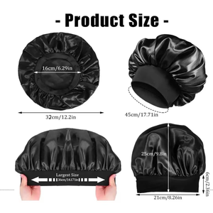 Fashion Wholesale Satin Silky Sleep <strong>Bonnet</strong> with Elastic Wide Band Double Layer Sleep Wraps Hair Cap <strong>Bonnet</strong> With Custom Logo - Product Image 6