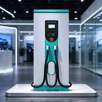 Station de recharge rapide DC double tête pour véhicules électriques avec écran tactile et bouton d'arrêt d'urgence, recharge facile et conviviale, pour parking d'hôtel