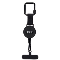 Porte-badge rétractable tactique personnalisé avec logo, cordon métallique, mousqueton de randonnée, porte-clés et support pour téléphone portable
