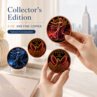 Koin Tembaga Murni 999 5 oz Edisi Keempat Juli, Relief 3D, Dilukis dengan Warna UV, Hasil Akhir Seperti Proof, Hadiah Perayaan Patriotik