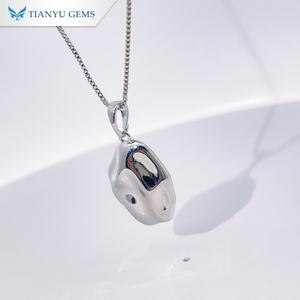 Tianyu 925 <b>silver</b> irregularly shaped pendant box <b>necklace</b>, hip-hop style trendy <b>necklace</b> <b>for</b> men and <b>women</b> - Product Image 2