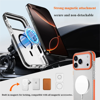 Étui rigide en acrylique magnétique moulé avec précision, coussinets internes en TPE antichoc pour iPhone 15 16 17 18 Pro Max