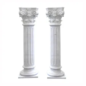 Custom Marble Roman Column Classical Building Facade Stone Marble Pillars