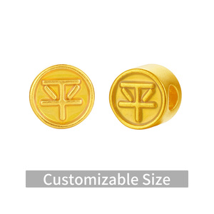 Brazalete de Oro Puro 3D Personalizado con Cuentas, Diseño Moderno con Caracteres <span class=keywords><strong>Ping</strong></span>/An/<span class=keywords><strong>Xi</strong></span>/Le y Motivos Florales, Venta Directa de Fábrica al Por Mayor - Product Image 2