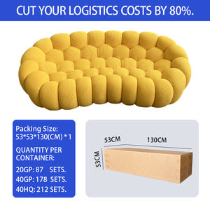 도매 공장 진공 포장 압축 된 곡선 뼈없는 소파 거실 3 인용 축구 버블 소파 스폰지 충전 - Product Image 3