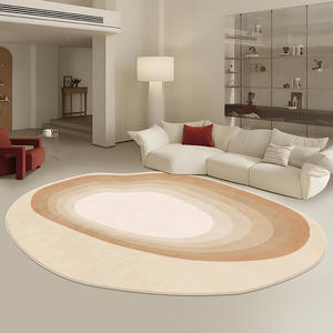 Tapis moderne abstrait fantaisie en fausse fourrure de cachemire, doux et moelleux, pour salon ou chambre, design rayé uni. - Product Image 4