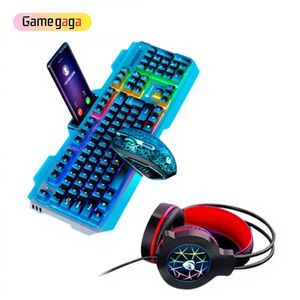 Clavier de jeu filaire RGB LED G11 (104 touches), souris et casque, ensemble USB 4 pièces, matériau ABS noir pour les joueurs - Product Image 1