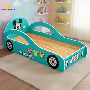 <span class=keywords><strong>Lit</strong></span> simple en bois en forme de voiture mignon pour enfants, avec barrières de sécurité, idéal pour les crèches, les jardins d'enfants et les dortoirs scolaires. - Product Image 2