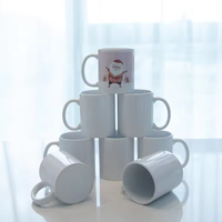 Fournisseur de tasses à café en céramique blanche en gros, tasse à sublimation 11 oz, haute qualité, style nordique simple, motif moderne, réutilisable pour les aliments