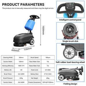 Autolaveuse autoportée micro de 13 pouces pour le nettoyage des sols, avec fonction de séchage intégrée - Product Image 2