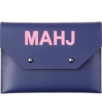 Sac de rangement pour Mahjong en cuir synthétique bleu roi, magnétique, étanche, pliable, avec porte-cartes, accessoire de table de jeu portable