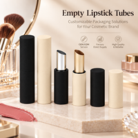Tubes de rouge à lèvres en aluminium noir vides avec logo personnalisé, emballages métalliques transparents pour baume à lèvres, fabricant de contenants pour blush stick