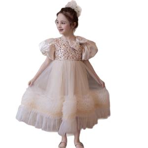 Robe pour enfant de style français avec des paillettes et des manches bouffantes, <span class=keywords><strong>jupe</strong></span> moelleuse - robe de princesse pour fête d'anniversaire de petite fille - Product Image 2