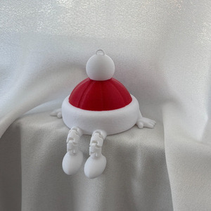 Pallina natalizia piccola nera in plastica stampata in 3D con simpatico cappello natalizio - Product Image 6